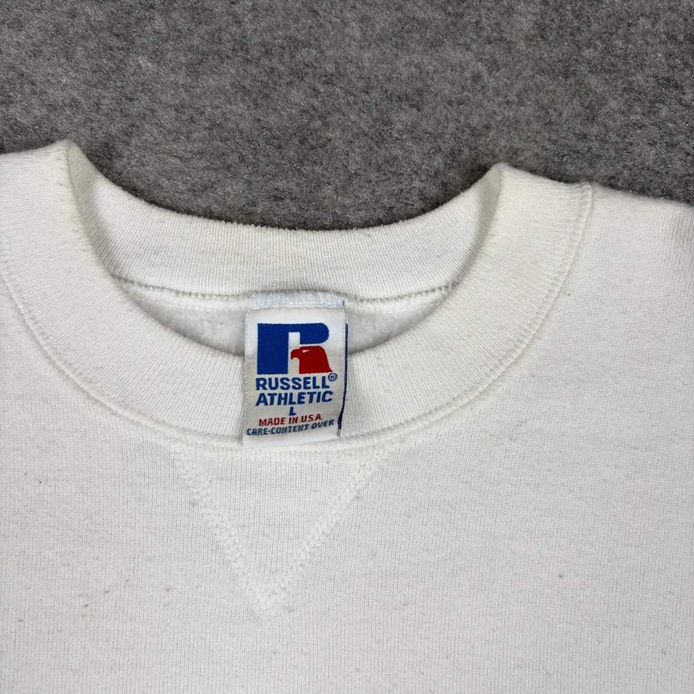 Russell Athletic Sweatshirt Mens L White Vintage 80s Train Graphic‎ Made In USA - Picture 5 of 13